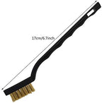 Topbuti 15 Pcs Mini Brass Wire Brush Set for Cleaning Welding Slag Rust, Wire Bristle Scratch Brush Set, Curved Handle Brushes (Brass)