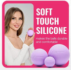 3 in 1 Massage Ball Set - Lacrosse Balls for Myofascial Release, Back Pain Relief, Face Fitness, Trigger Points, Yoga, Physical Therapy, Muscle Recovery and Soft Deep Tissue Massage (Purple)