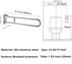 Toilet Grab Bar 31.5inch,Stainless Steel Foldable Bathroom Support Rail,Anti-Slip Handicap Grab Bars Safety Rails, For Seniors,Elderly,Pregnant,Disabled,Shower Grab Bars Supports 350lbs Load-1.26 Tube