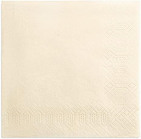 Cream Beverage Napkins, 2-Ply Disposable Paper Napkins-Bar, Cocktail, Weddings, Birthday, EU Made, (300 Count)