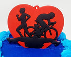 Triathlon Run Bike Swim Themed 7 Piece Birthday Cake Topper Set (Unique Design)