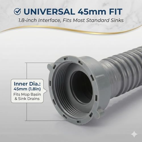 Stainless Steel Sink Drain Strainer Assembly with Flexible Hose - Salon Shampoo Bowl Drain Kit with Deep Hair Catcher Basket & Stopper - Fits 3.1" to 3.5" Sink Openings