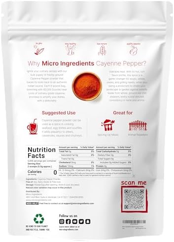 Ground Cayenne Pepper Powder, 6lbs (60,000 SHU Heat) | Premium Source for Spice & Seasoning | Garden Protection from Wildlife | Additive Free, Non-GMO, Bulk Supply