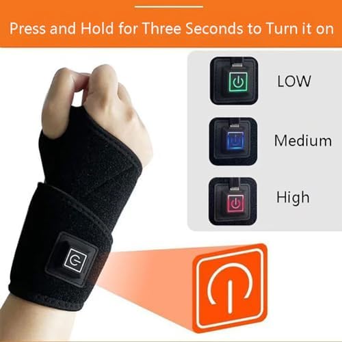 USB Wrist Brace Heating Pad Adjustable Heated Wrist Brace Wrap 3 Heating Levels Wrist Warmer Electric Heating Pad for Wrist and Hand Wrist Support to Relieve Pain