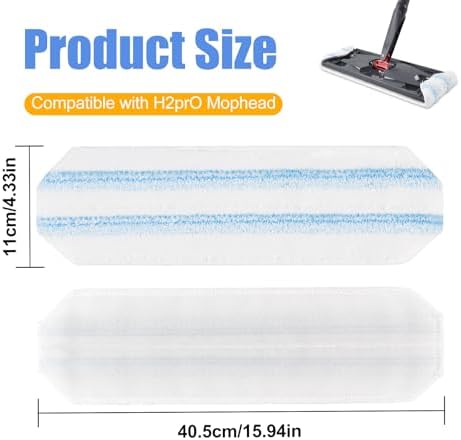 H2prO Mop Replacement Pads Compatible with OCedar H2prO Flat Mop System,Microfiber Mop Heads Replacements for OCedar H2prO Flat Mop,Machine Washable and Reusable for H2prO Refills, 2 Pack
