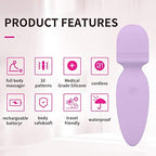 Mini Wand Massager Small Cordless Hand-held Massager Quiet Waterproof Massager Rechargeable Personal Massager for Neck Shoulder Back Body [4.35 * 1.18 inches]