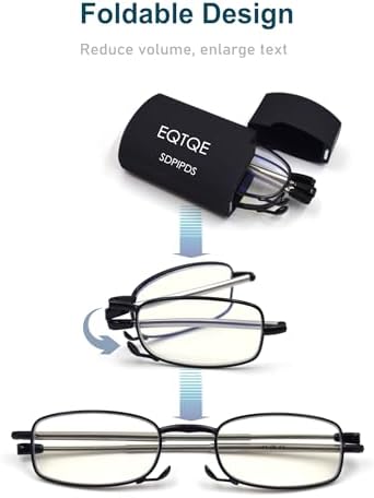 2 Pack Foldable Reading Glasses for Women Man, Blue Light Blocking, Anti UV Glare, Computer Compact Readers