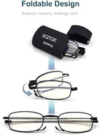 2 Pack Foldable Reading Glasses for Women Man, Blue Light Blocking, Anti UV Glare, Computer Compact Readers