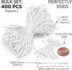 Flower Stamens for Flower Making - 400Pcs White Pearl Double Head Pistils, Artificial Pollens for DIY Crafts, Wedding Scrapbook Decoration, Handmade Flower Supplies - 2mm Pearlized Stamen