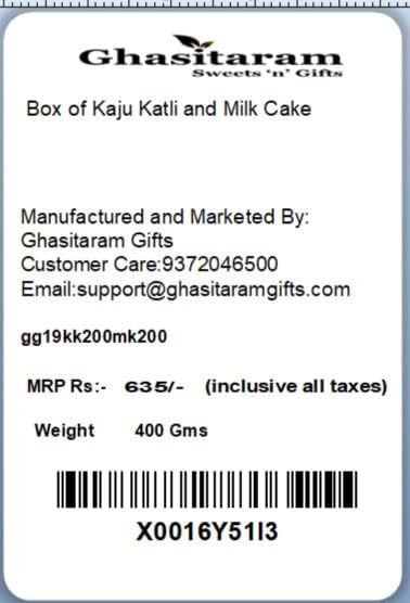 Ghasitaram Gifts Rakhi Gifts for Brothers Rakhi Sweets - Box of Kaju Katli and Milk Cake with Pearl Beads Rakhi