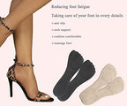 High Heel Inserts for Women - Adhesive Velvety Cushioning Insoles, Anti-Slip Gel Cushions for Pain Relief, Shoe Inserts for Dress Shoes, 2 Pairs, Beige+Black