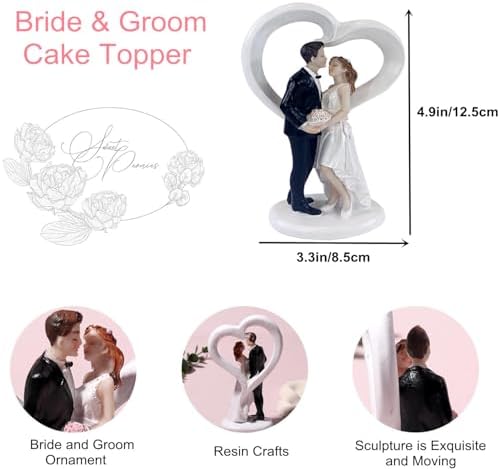 Wedding Cake Topper Bride and Groom Figurine Elegant Resin Cake Decoration for Weddings Engagements Anniversaries