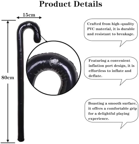 Honcloud 2Pcs Old Man Inflatable Cane Costume Accessories PVC Blow Up Cane Walking Stick Crutch Gag Gift Senior Retirement Party Decorations Gifts Santa Claus Costume
