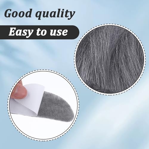 4 Sets Fake Mustache White Grey Fake Beard Self Adhesive Old Man Stick on Mustache Moustache and Eyebrows for Men Women Costume Party Carnival Pretend