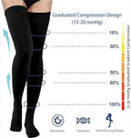 2 Pairs Anti Embolism Ted Hose Thigh High 15-20 mmHg Compression Stocking,Post Surgery Support Compression Socks with Inspect Toe Hole for Women & Men