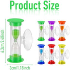 6Pcs Sand Timer Toothbrush Timer with Suction Cup, 3 Minutes Sand Timers Rotatable Hourglass Sandglass Sands Clock for Kids Toothbrush, Games, Classes, Cooking