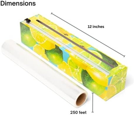 Plastic Wrap Organizer - 12" x 250' Roll Cling Film Dispenser - Aluminum Foil Dispenser - Reusable Slide Cutter