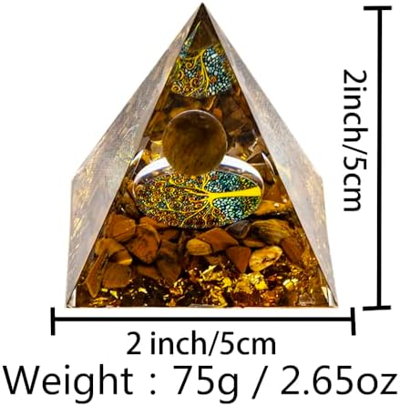 Natural Mineral Crystal Pyramid Energy Healing Meditation Aid Feng Shui Protection Home Decor Versatile Gift Option(2inch Pyramid Tiger Eye)