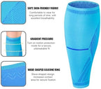 NuCamper Calf Compression Sleeves for Men & Women (1 Pair), Footless Compression Socks Calf Sleeve for Shin Splints,Legs Pain Relief, Varicose Veins,Leg Support for Running,Fitness,Travel - Blue, XL