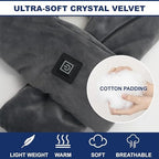 Heated Scarf with Power Bank, Electric Neck Heating Pad for Pain Relief, Portable Cordless Thermal Wrap with 3 Heat Levels, Soft Velvet Electric Neck Warmer for Men & Women Outdoor Winter Use-Grey