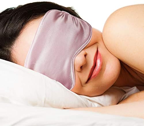 Silk Satin Sleeping Mask Eye Mask Set Include 2 Blindfold Eyeshade Elastic Strap Double Layer Silk Filling Eye Cover 2 Ear Plugs 2 Storage Bags for Women and Men Sleep Travel Nap (Black, Pink)