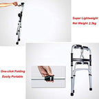 Bariatric Heavy-Duty Folding Walker with Shower Seat for Seniors - Adult Walkers - Portable Mobility Aid for Elderly Adjustable Height