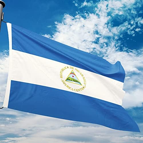 Nicaragua National Flag Polyester Fiber 3x5 Feet, Bright Colors, Anti-UV Fade Resistant, Indoor/Outdoor
