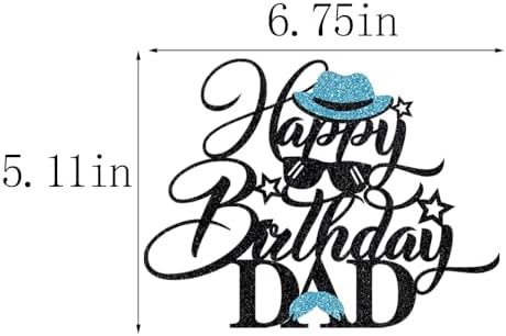 Black Glitter Happy Birthday Dad Cake Topper Best Dad Ever, Happy Fathers Day, Dad Birthday Party Decorations