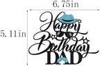 Black Glitter Happy Birthday Dad Cake Topper Best Dad Ever, Happy Fathers Day, Dad Birthday Party Decorations