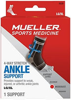 MUELLER Sports Medicine 4-Way Stretch Ankle Support Sleeve, Ankle Pain Relief Support for Men and Women, Ideal for Sprains, Strains, Arthritis, Black, Large/X-Large