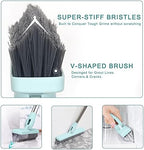 Affogato Floor Scrub Brush Bathroom Long Handle Bathtub Push Broom Shower Tile Grout Scrubber Rotatable Indoor Kitchen Crevice Cleaning Brush for Hard to Reach Areas - Light Blue 46.8inches Lengthen
