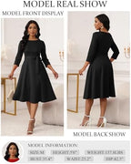 RUMIA Women's Cocktail Dresses 3/4 Sleeve Vintage Wedding Guest Dress (XS-3XL)