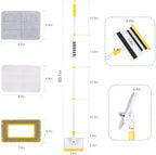 Baseboard Cleaner Tool with Long Handle,Wall Cleaner Mop with Extendable Handle 1 Stiff Bristles mop Head and 4 Reusable Cleaning Pads，Duster for Cleaning Tile Ceiling Window Skirting Board