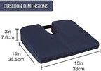 DMI Gradual Slope Seat Cushion for Coccyx, Sciatica and Tailbone Pain Used With Dining Room Chairs, Desk Chairs, Thin Car or Wheelchair Cushions, Machine Washable-Cover, 15 Inch, Navy