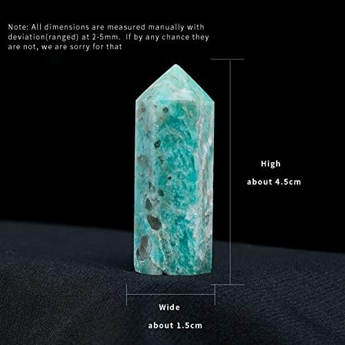 Apengshi Amazonite Natural Healing Crystal Tower 1.57-1.96in(4-5cm) Faceted Single Point Chakra Crystal Stone Meditation Home Decor Collection Gift