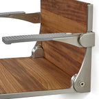 Silhouette Comfort Plus Folding Shower Seat with Armrests & Legs – Heavy-Duty Wall-Mounted Shower Bench, Teak Wood Seat with Silver Frame
