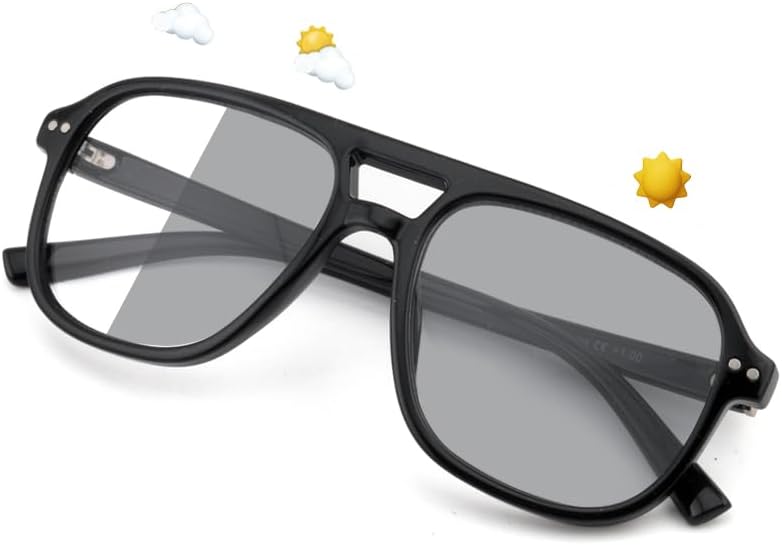 Aviator Photochromic Reading Glasses for Women Men Full Lens Transition Readers Sunglasses Color Auto Change