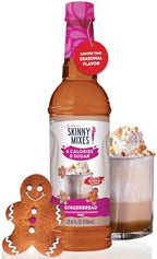 Jordan's Skinny Mixes Sugar Free Coffee Syrup, Holiday Gingerbread Coffee Flavoring Syrup, Zero Calorie Drink Mix for Lattes, Baking, Protein Shake or Cocktail, Dairy & Gluten Free, Kosher, 25.4 Fl Oz