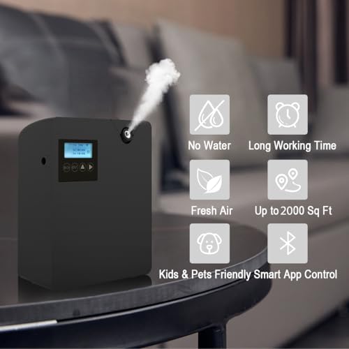 Smart Scent Air Machine for Home, Bluetooth & WiFi Hotel Scent Diffuser with Cold Air Tech, 300ML Waterless Essential Oil HVAC Scent Diffuser for Large Room, Office, Spa(Black)