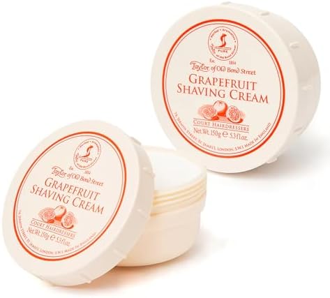 Taylor of Old Bond Street Grapefuit Fragrance Shaving Cream Bowl 150g (2-Pack) – Rich Lather for Traditional Shaving