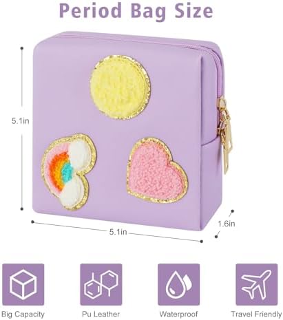 airogym Period Bag for Ladies, Sanitary Napkin Storage Bag, Functional PU Leather Sanitary Pad Bags for Panty Liners, Tampons, Menstrual Cup Pouches, Sanitary Pads Organizer