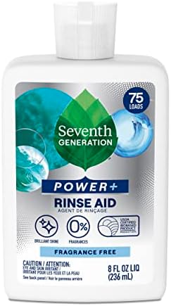 Seventh Generation Power+ Dishwasher Rinse Aid, Fragrance Free, 8 fl oz, (Pack of 9)