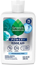 Seventh Generation Power+ Dishwasher Rinse Aid, Fragrance Free, 8 fl oz, (Pack of 9)