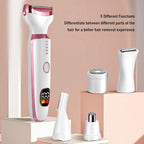 TARSHYRY Women Electric Trimmer, Facial and Body Hair Remover with 5 Interchangeable Heads LED Display USB Charging, for Eyebrow Nose Body Hair Removal