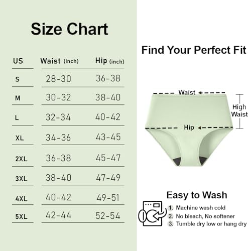 BATTEWA Washable Absorbency Incontinence Regular Underwear for Women, Reusable Leak Proof Protection Panties for Bladder Leakage(5Color, 3X-Large, 5 Pack)