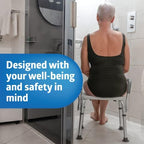Medline Shower Chair for Elderly, Seniors, Adults & Disabled - Heavy Duty Shower Seat with Padded Arms and Back for Inside Shower, Adjustable Height Bath Stool for Bathtub, 350 lb, Slip Resistant