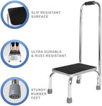 Vaunn Medical Foot Step Stool with Handle and Anti Skid Rubber Platform, Lightweight and Sturdy Stool for Children, Adults and Seniors, Chrome