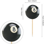 Ercadio 24 Pack Double Sided Pool Ball Cupcake Toppers Sports Cupcake Picks Birthday Cake Decorations Baby Shower Sports Theme Party Cake Decorations