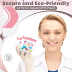 24 Pieces Pill Pouch Bags Zippered Pill Pouch Set Reusable Translucent Medicine Organizer Self Sealing Medicine Bag Travel Plastic Pill Bags with Slide Lock Pill Baggies for Pills (Light Pink)