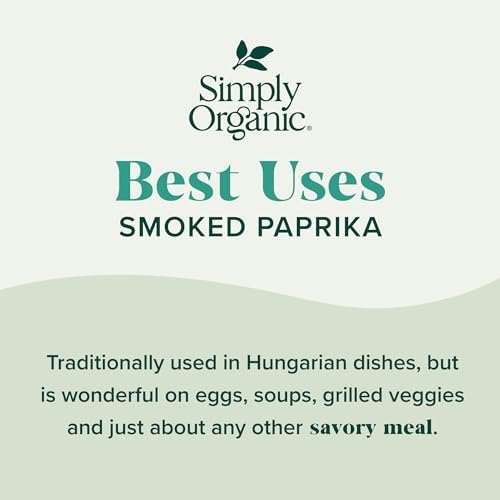 Simply Organic Smoked Paprika, 2.72 Ounce, Oak Wood Smoked & Ground Spanish Paprika, Deep Smokey Flavor, Kosher